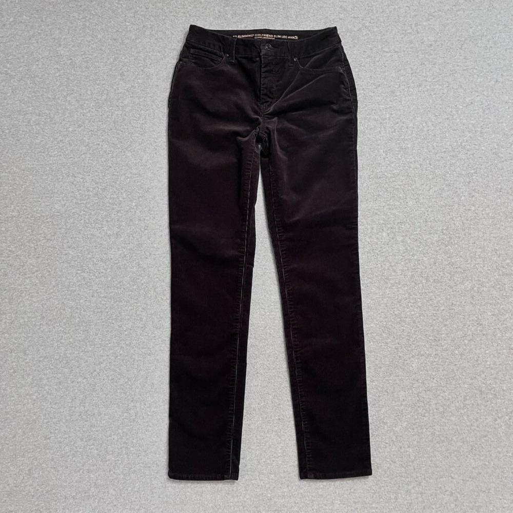 Chico's Jeans‎ Womens O Tall Black So Slimming Girlfriend Slim Ankle Corduroy